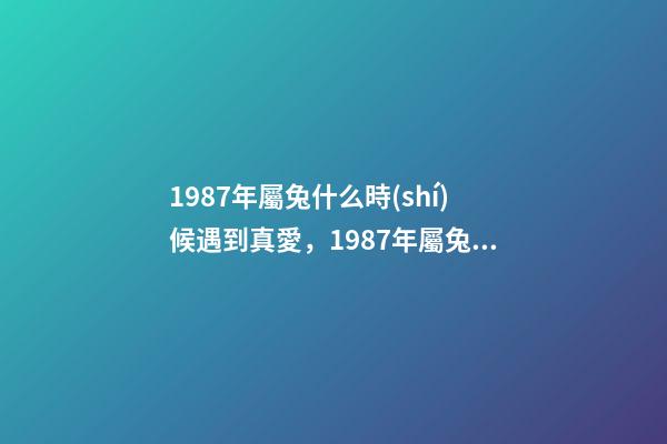 1987年屬兔什么時(shí)候遇到真愛，1987年屬兔的人婚姻 1987年屬兔什么時(shí)候遇到真愛，1987年屬兔的幾月份好-第1張-觀點(diǎn)-玄機(jī)派